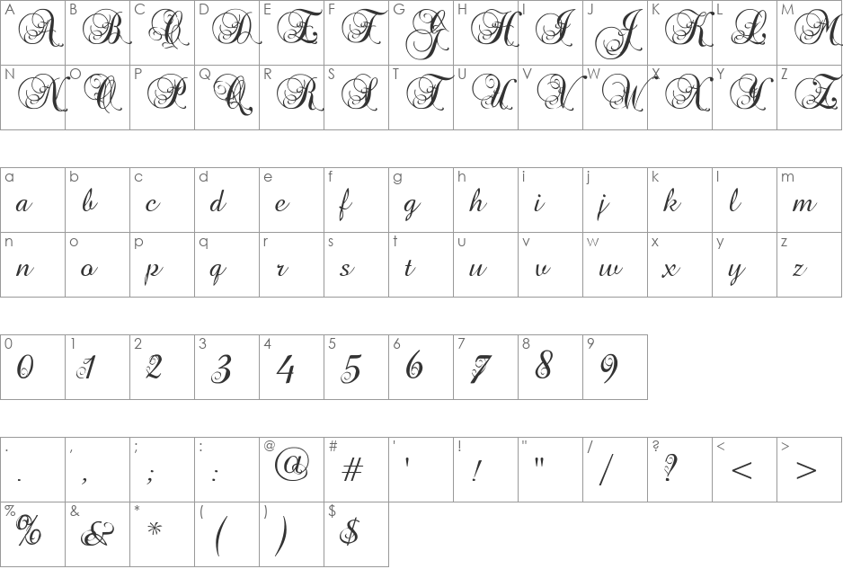 Precious font character map preview