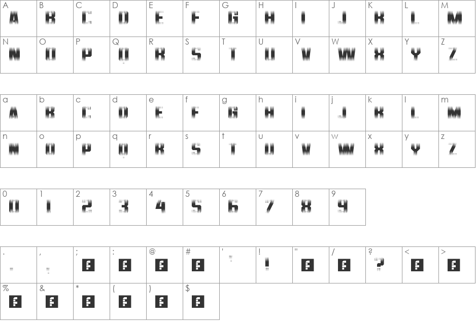 Predatoric 2 font character map preview