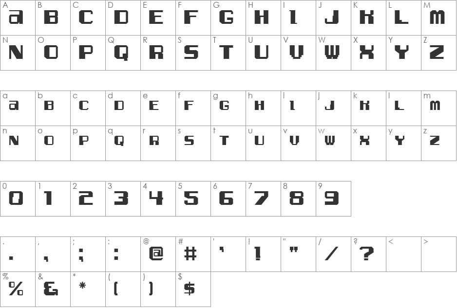 Prefest Pixel font character map preview