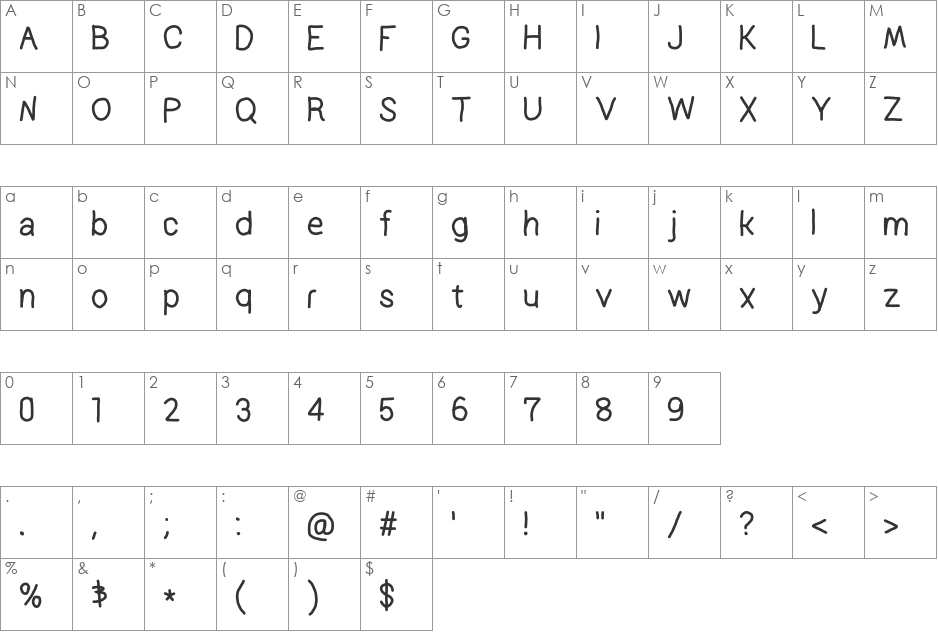 Prelude font character map preview