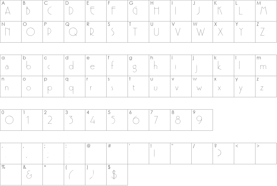 Premi font character map preview