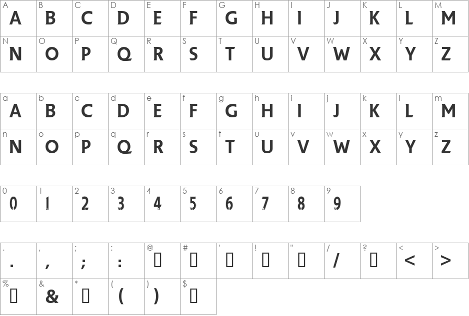 Premier League with Lion Number font character map preview