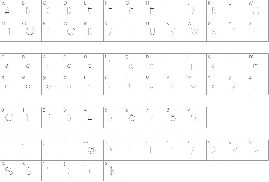 PremierLigD font character map preview