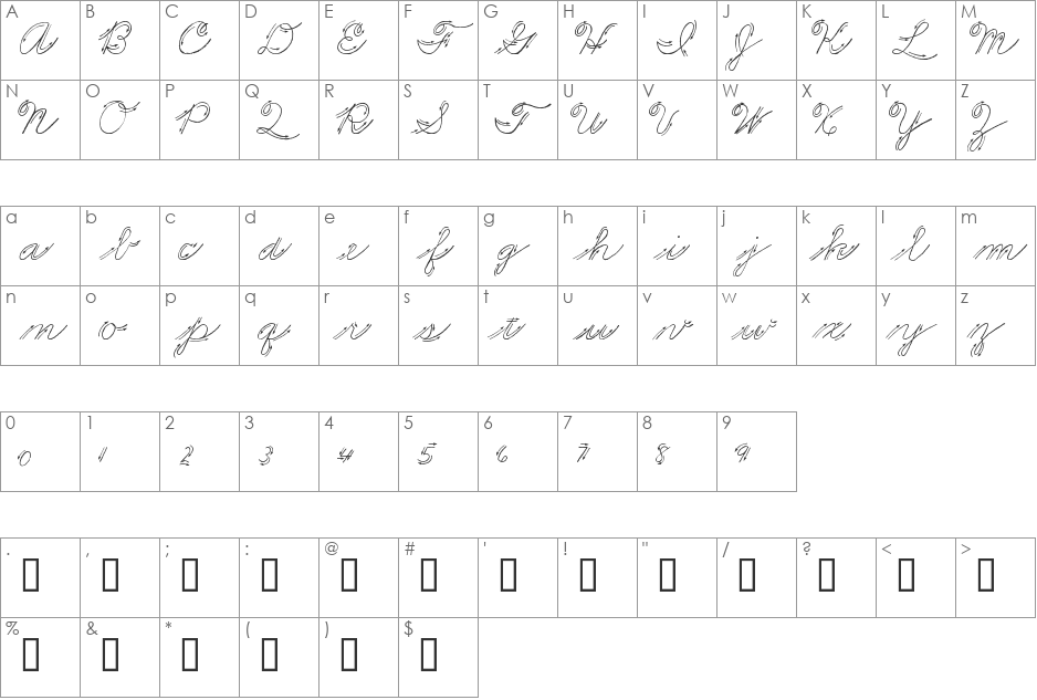 Premiers Mots font character map preview