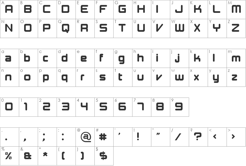 Presario Text font character map preview