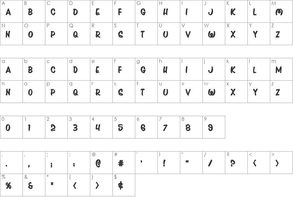 Press Darling Bold font character map preview