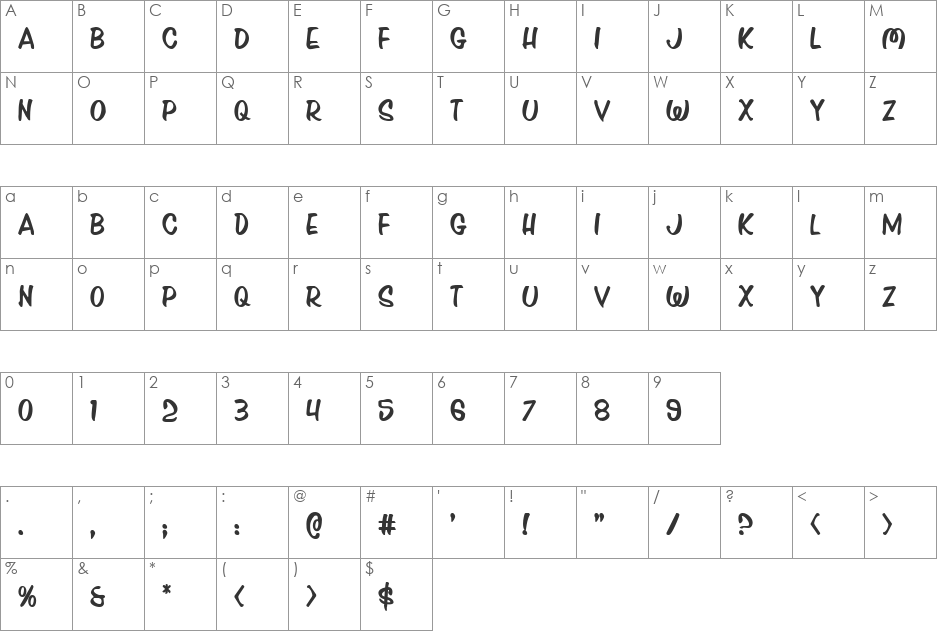 Press Darling Shadow Italic font character map preview