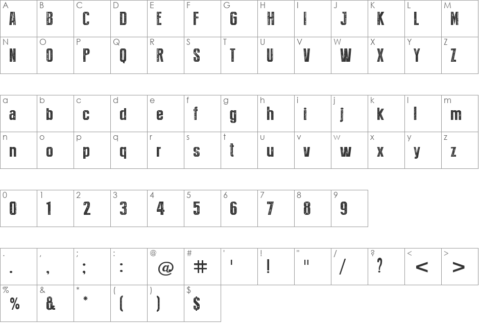 Press Style Extra L font character map preview