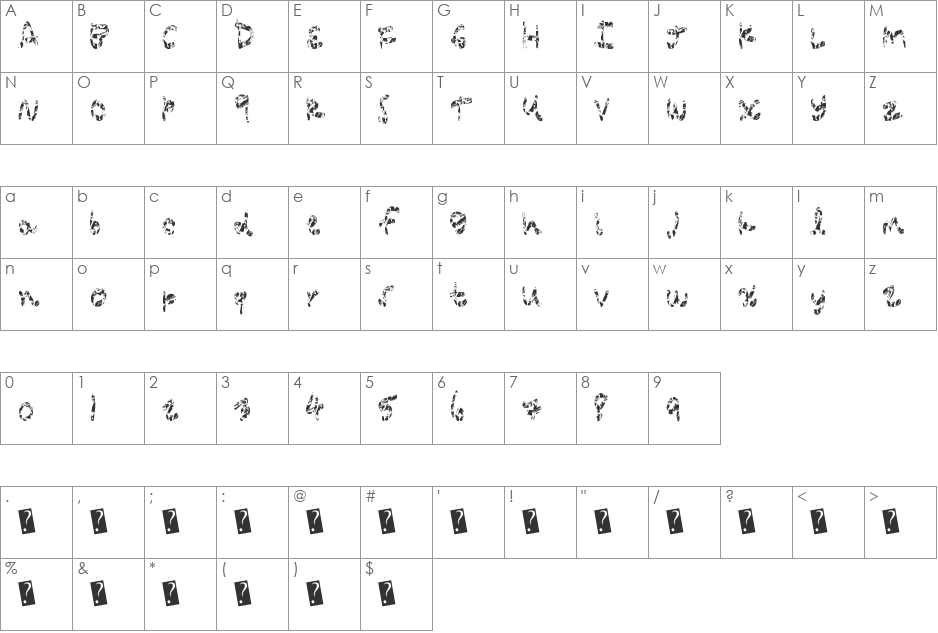 PressureWash font character map preview