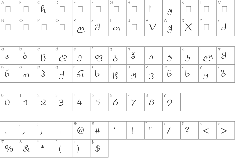 Preston Georgian font character map preview
