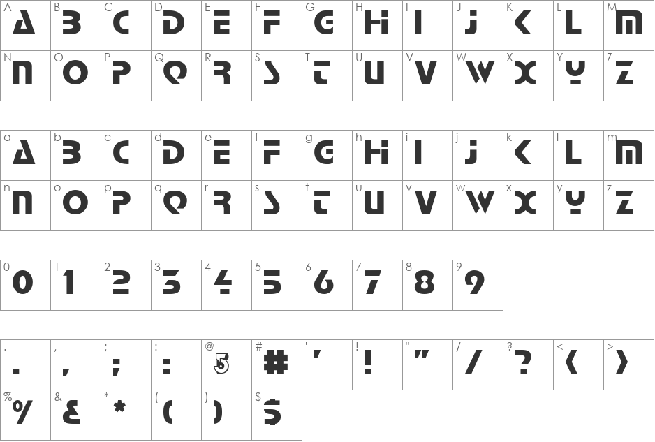 Babylon Industrial font character map preview