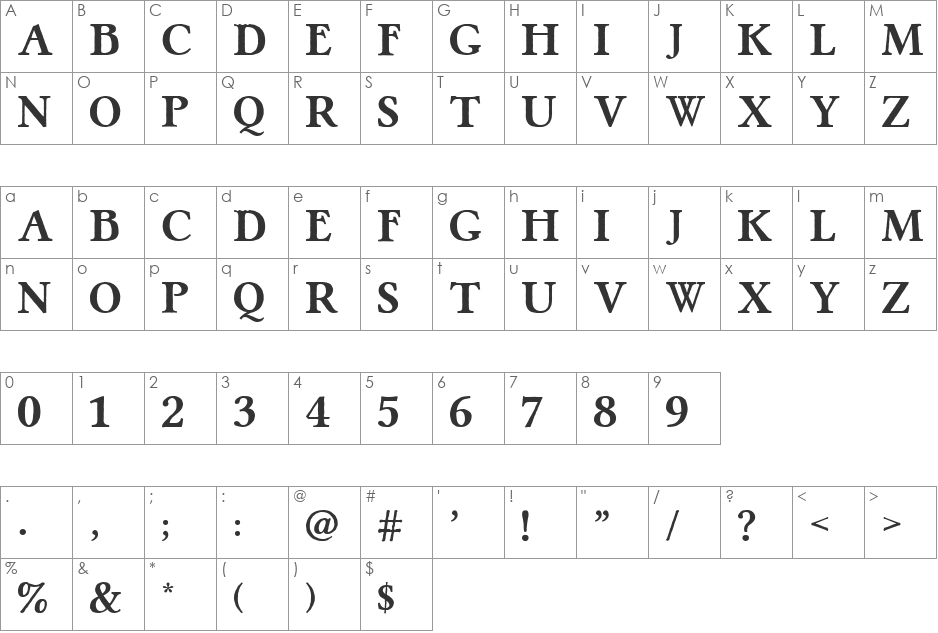 Pretzel font character map preview