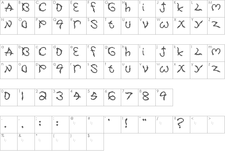 Pretzel font character map preview