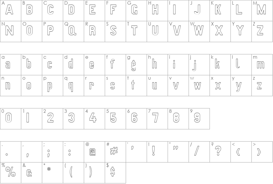 Preussische VI 9 Linie font character map preview
