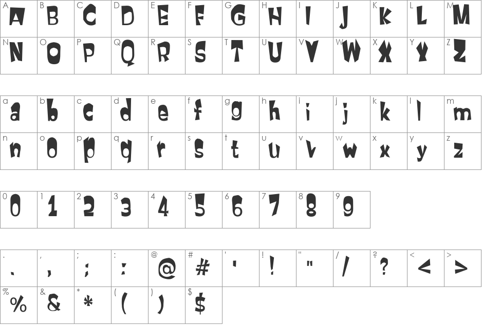PrimaSans BT font character map preview