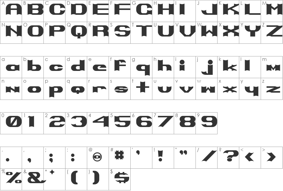 Primo font character map preview