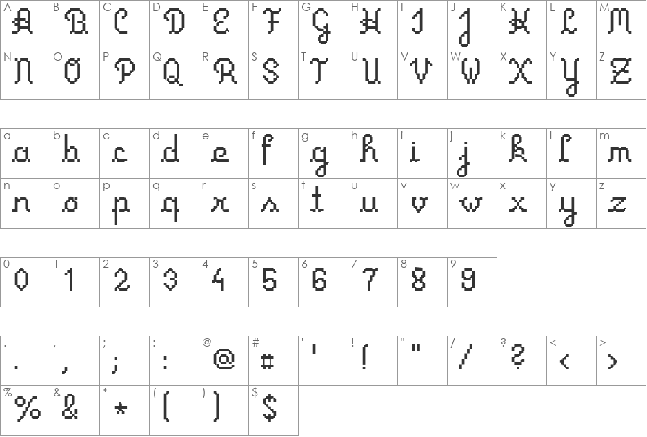 Primus Script font character map preview