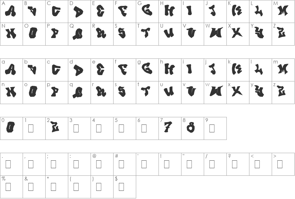 Prince Dub font character map preview