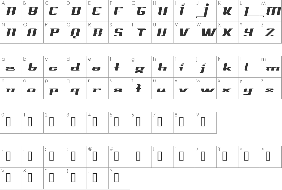 PrinceAlbert font character map preview