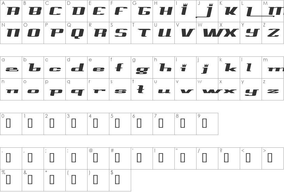 PrinceAlbertExtended font character map preview