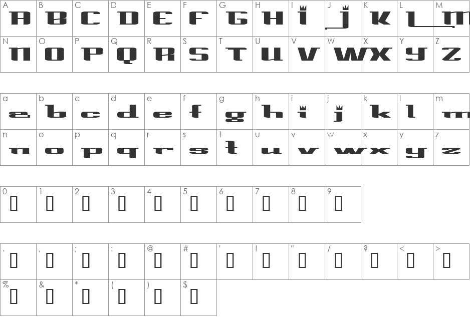PrinceAlbertExtended font character map preview