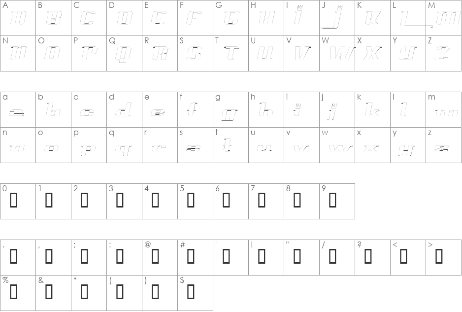 PrinceAlbertOutline font character map preview