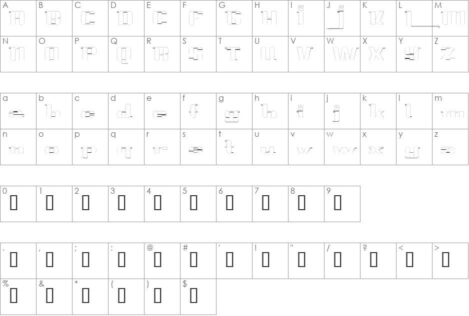 PrinceAlbertOutline font character map preview