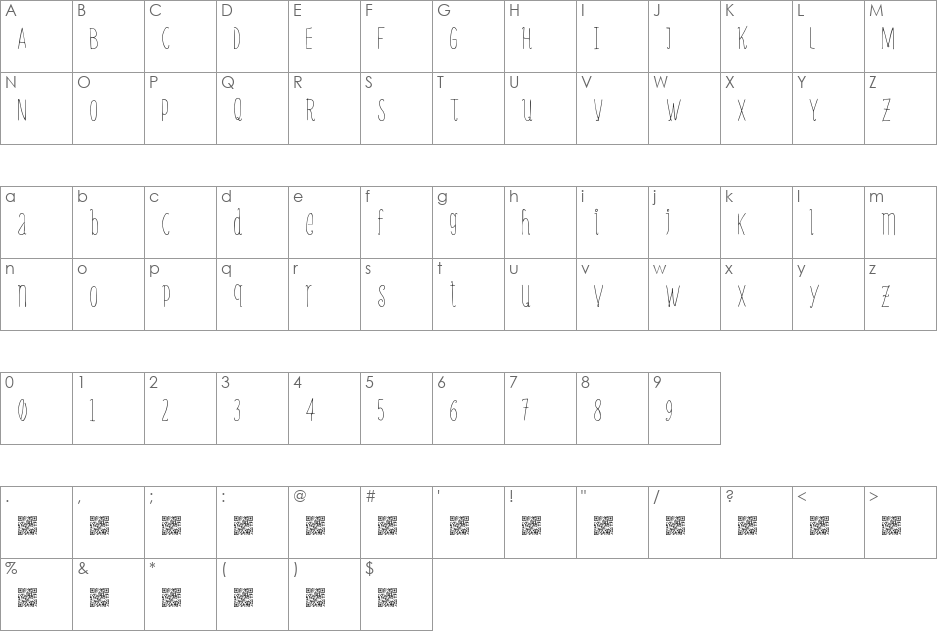 PrinceCharming font character map preview
