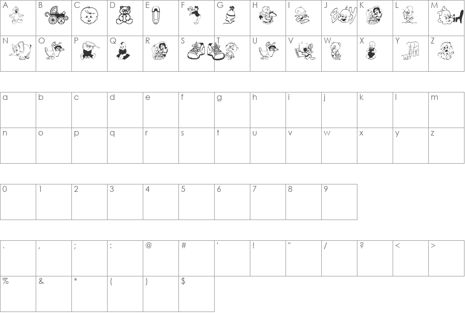 baby_csp font character map preview