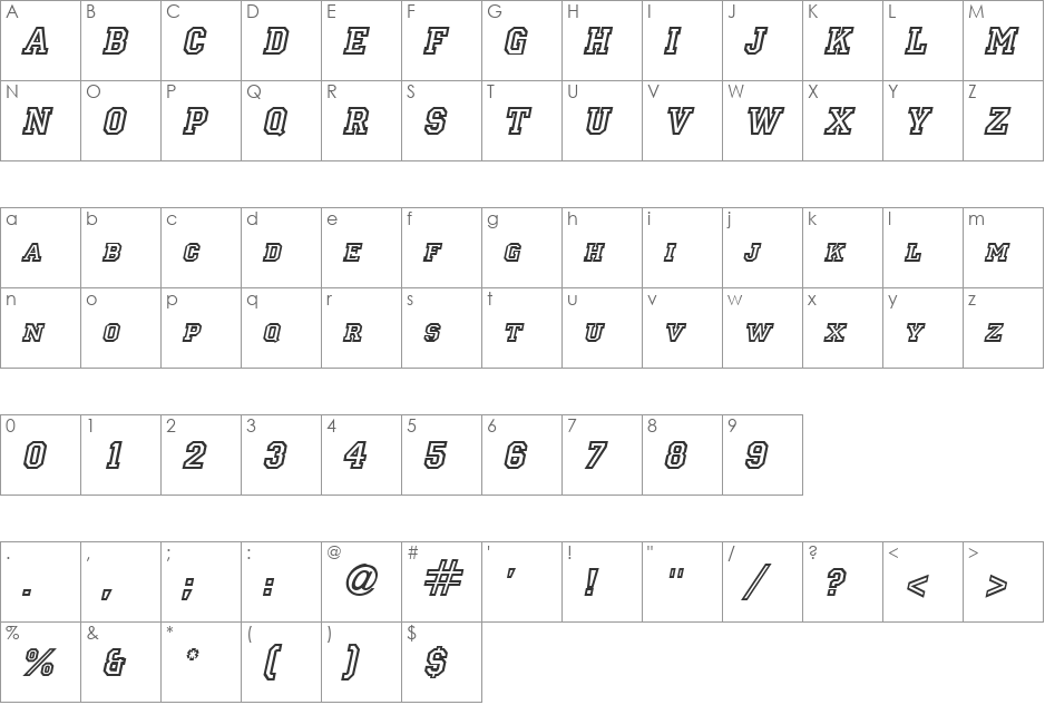 Princeton font character map preview