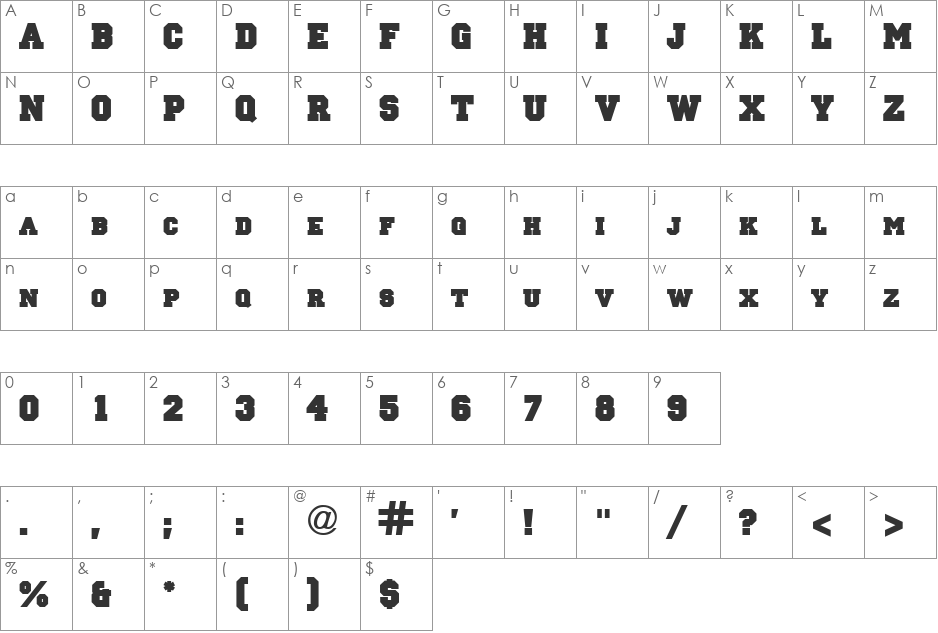 PrincipalSolid font character map preview