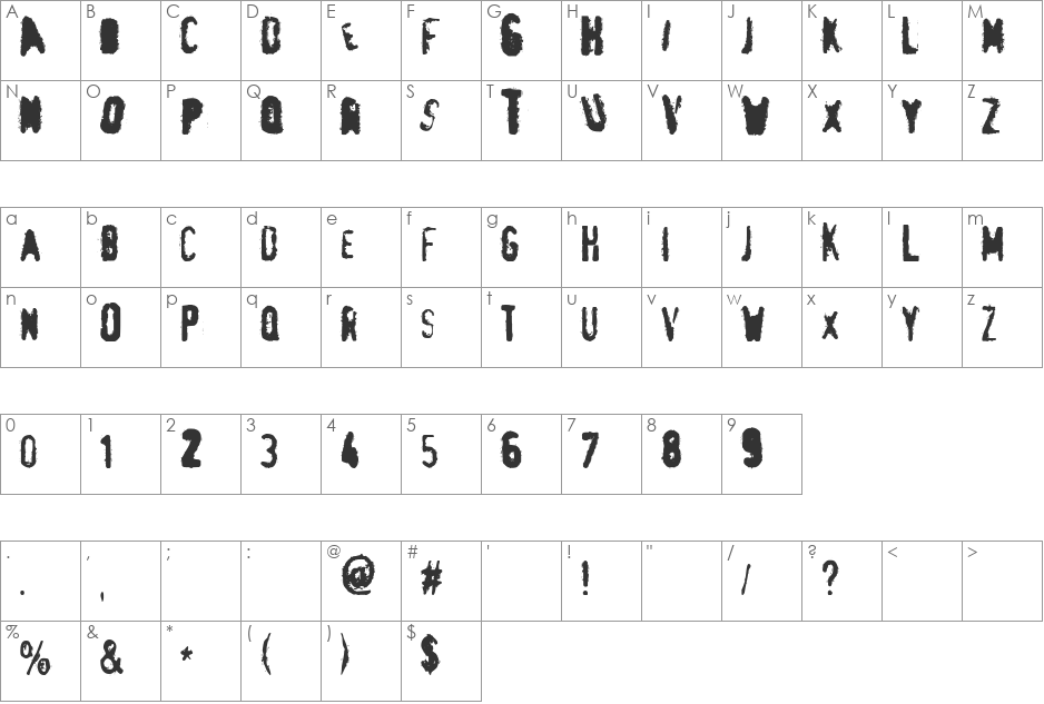 pRint fUck151 font character map preview