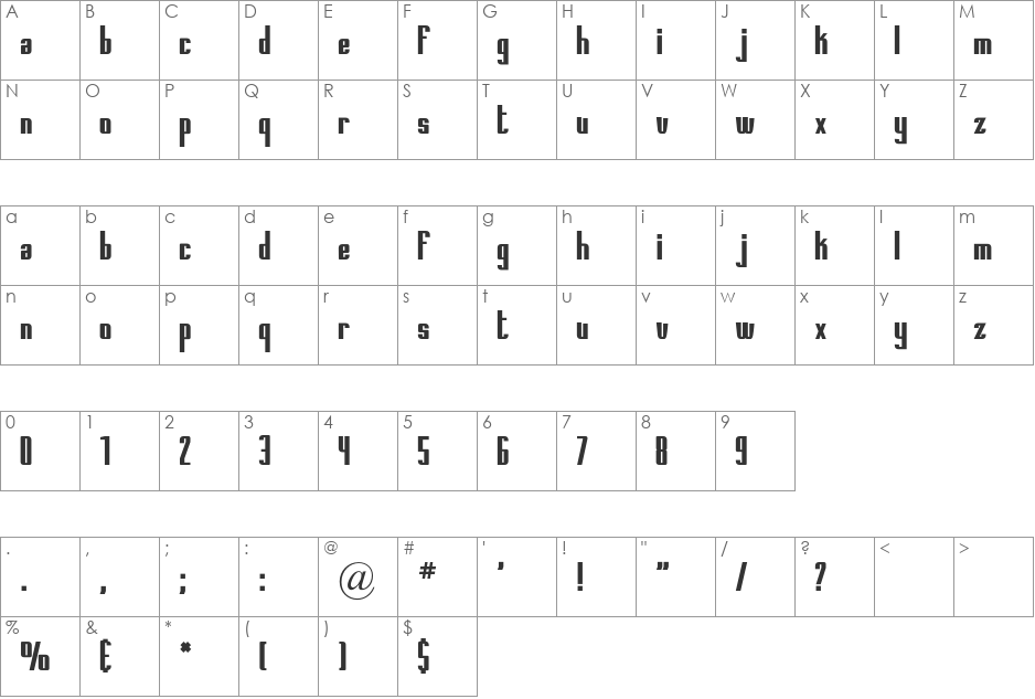 Printed Circuit Board font character map preview