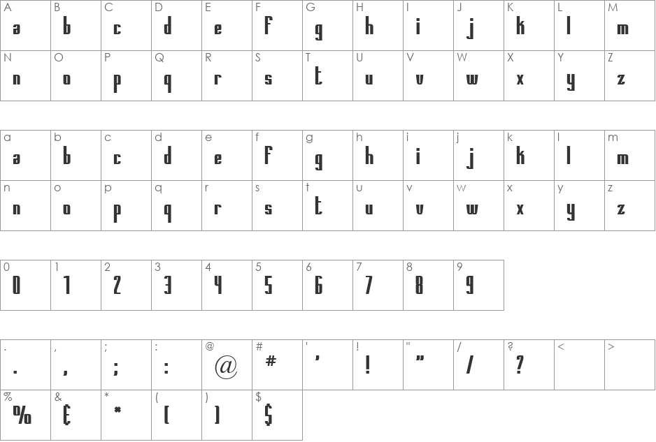 Printed Circuit Board font character map preview