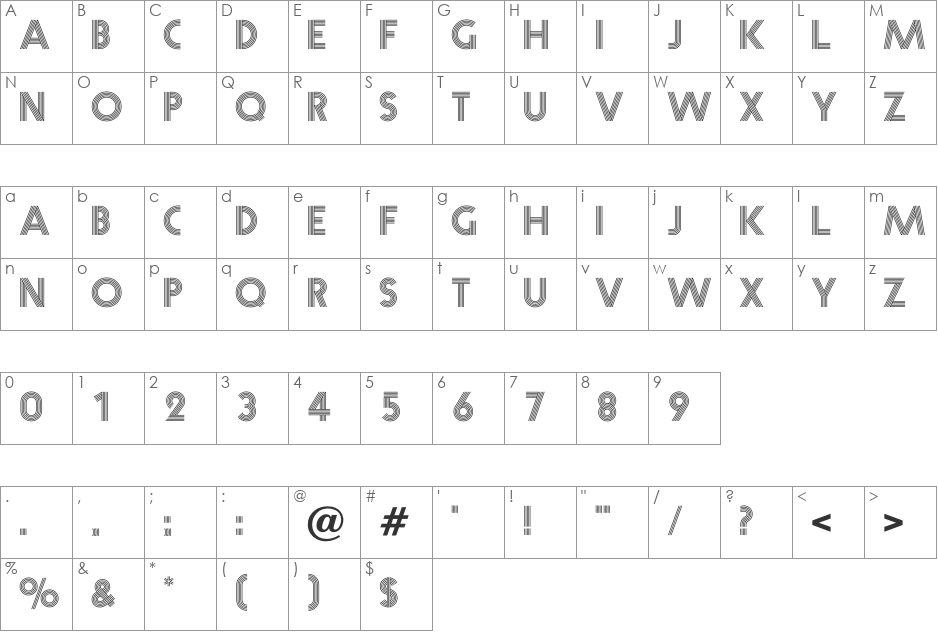 Prisma font character map preview
