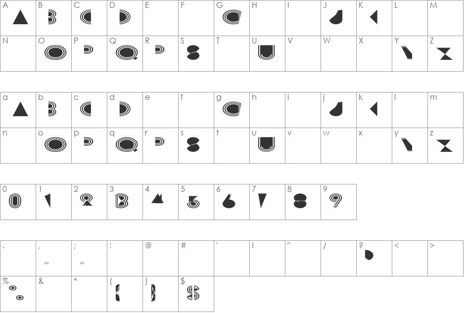 Prisma Ex font character map preview