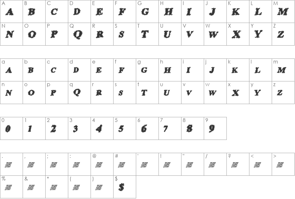 PrisonEscape font character map preview