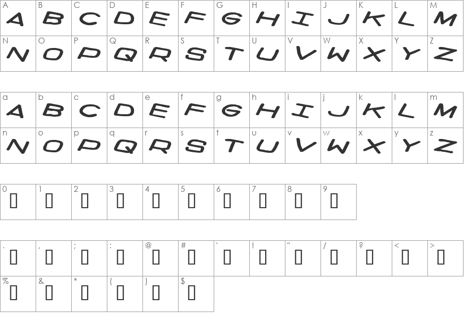 PrivateInvestigations font character map preview