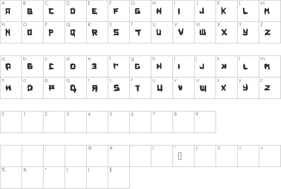 Privjet font character map preview