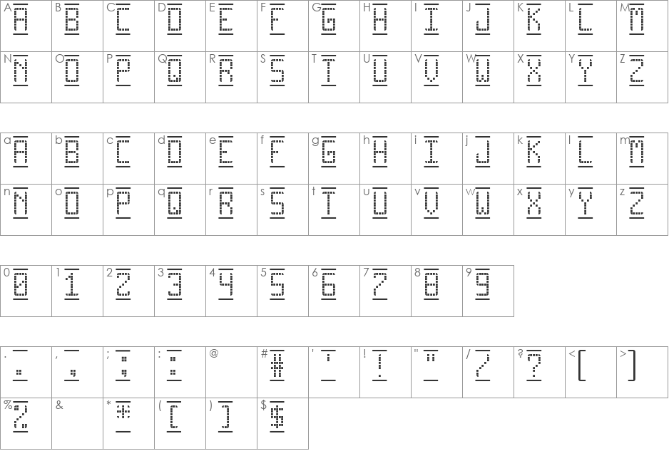 Pro Display tfb font character map preview