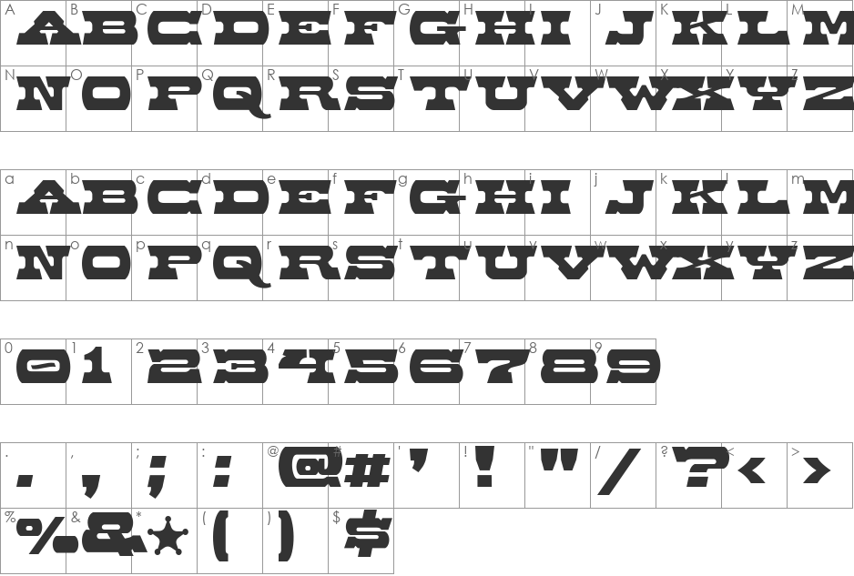 Baccer font character map preview