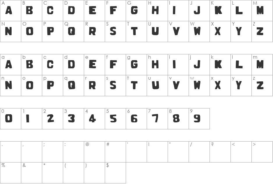 Prodotto In Cina font character map preview