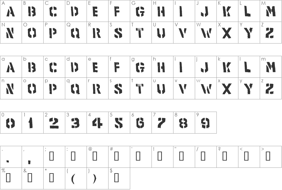 product font character map preview