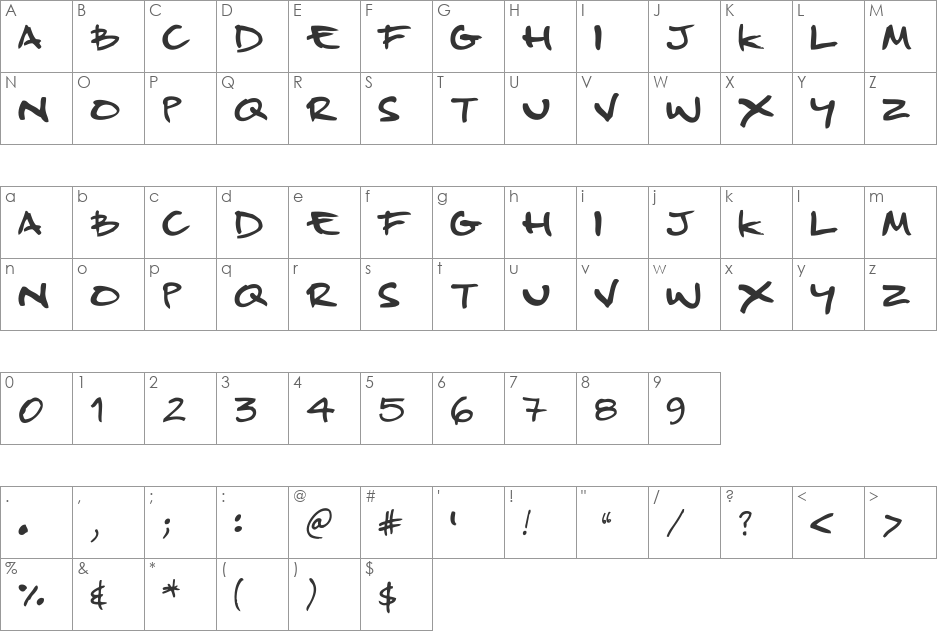 Product_Design font character map preview
