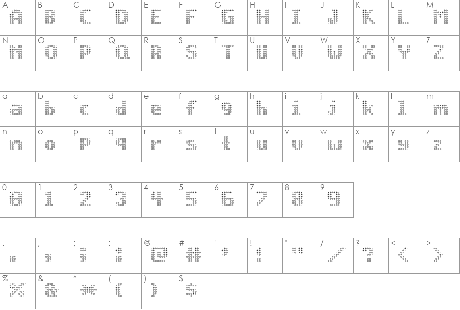 PROG.BOT font character map preview