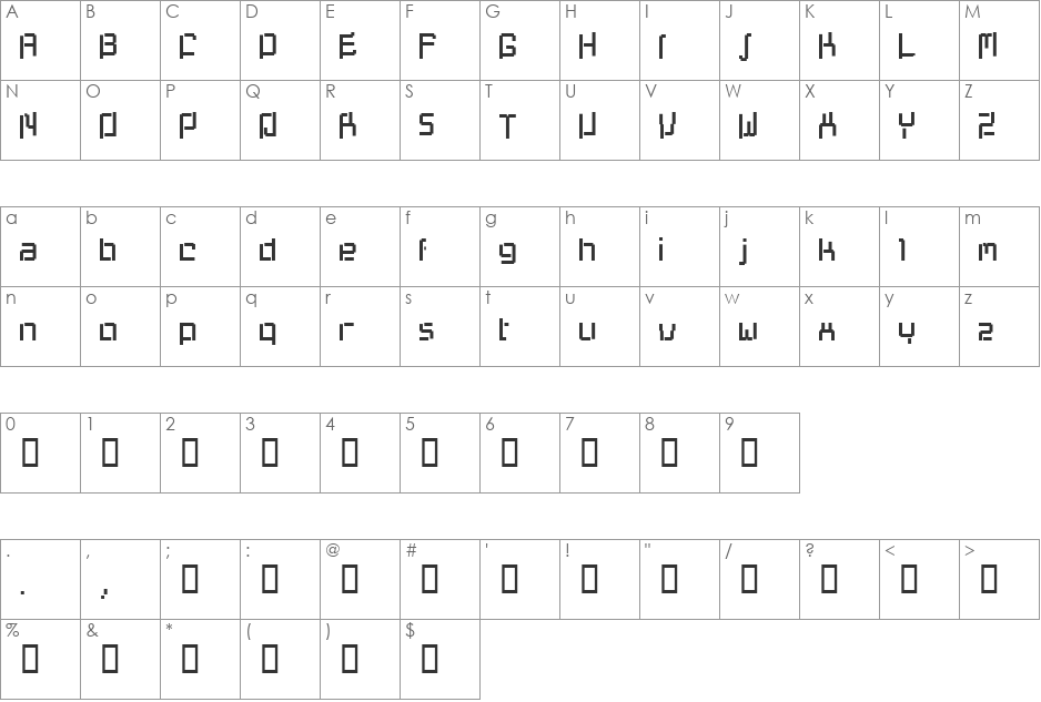 progenisis font character map preview