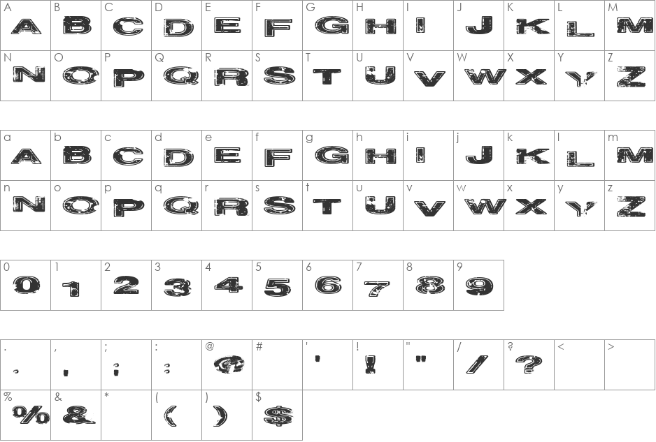 Project Z font character map preview