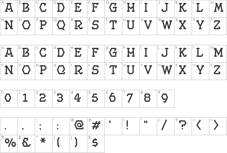 ProjectMedium font character map preview