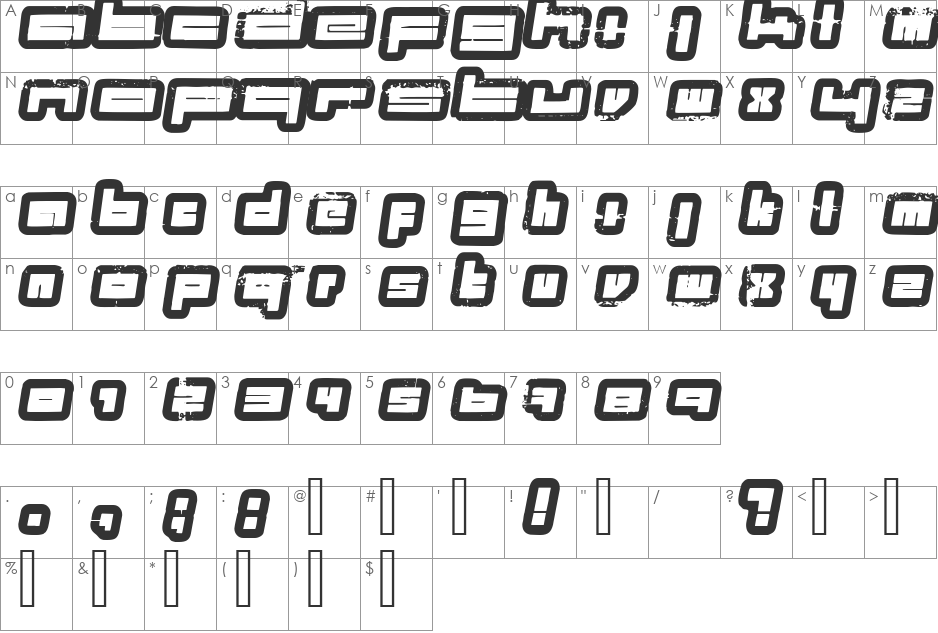 projects font character map preview