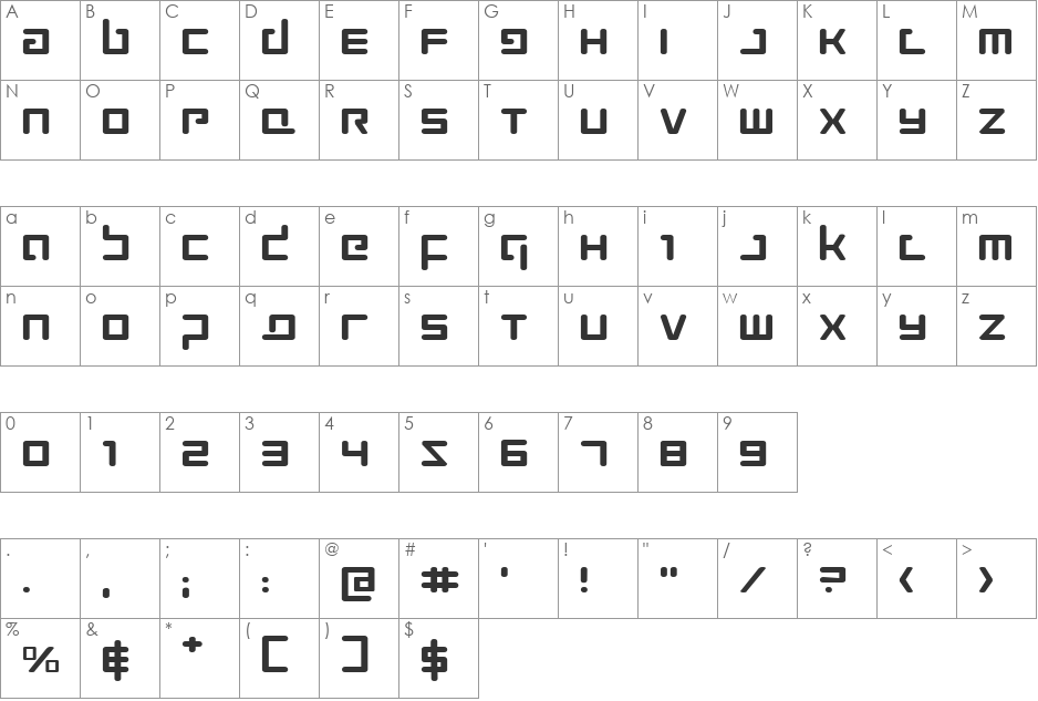 Prokofiev Expanded font character map preview